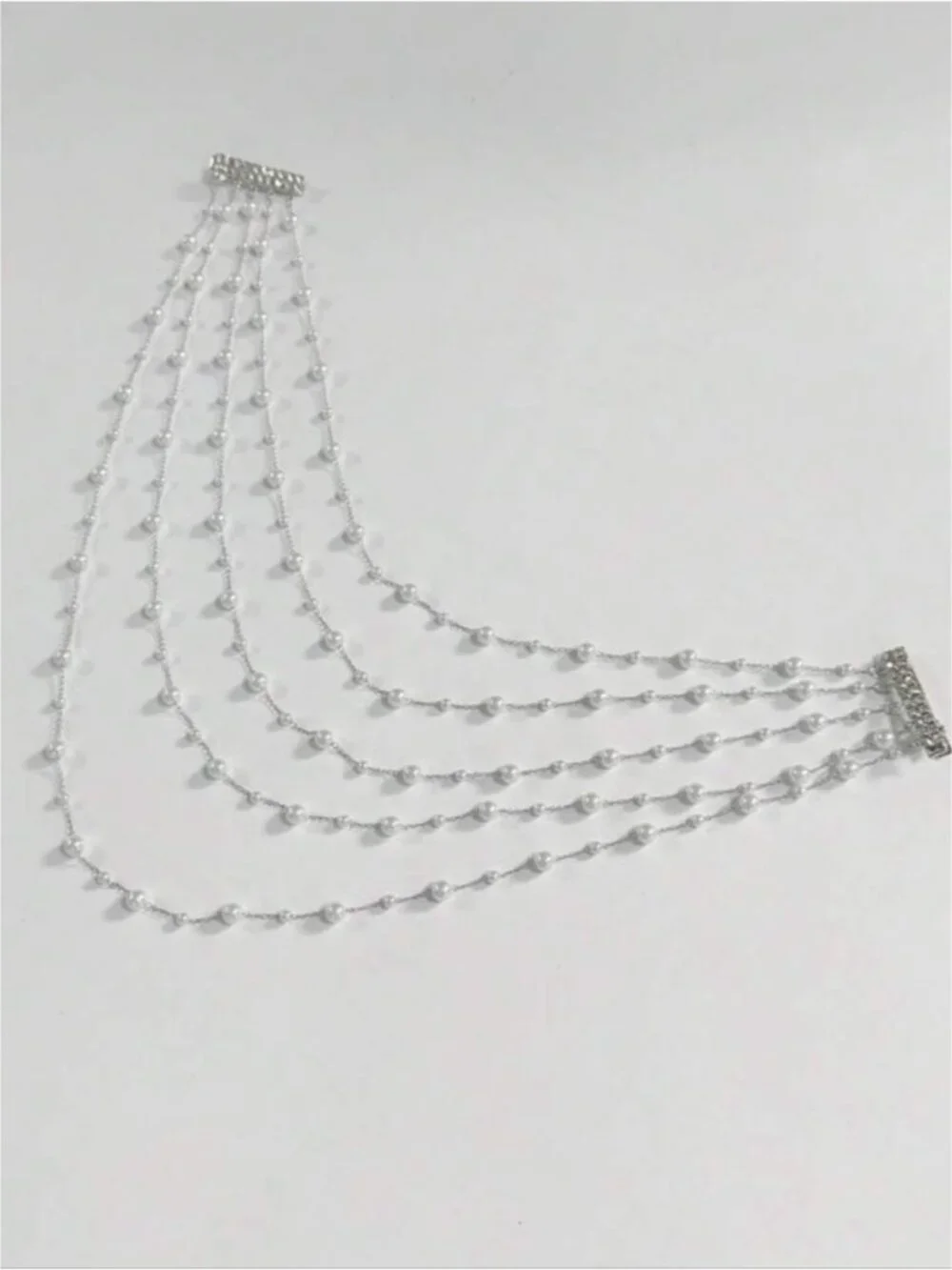 Trending! New Silver Pearl Hair Chain Hair Clip Wedding Festival Boho (4002)